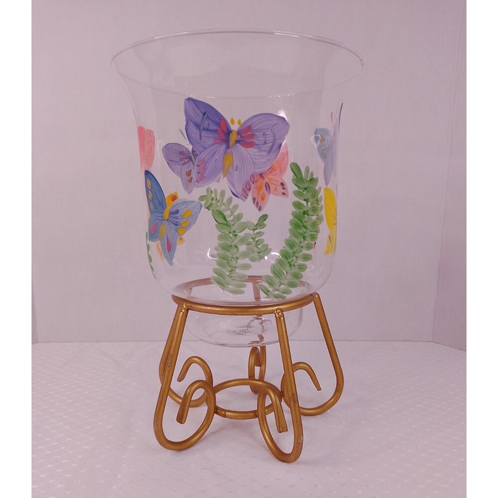Vintage Illuminations Handcrafted Metalworks Butterfly Hurricane Candle Holder - Picture 6 of 7
